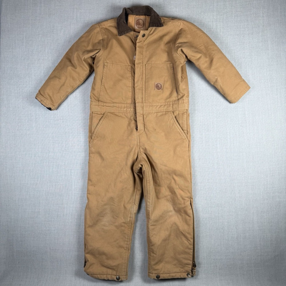 Berne Insulated Coveralls Youth Size Small  6-8 Workwear Duck Canvas Camel Brown